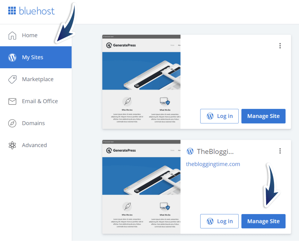 Manage-Website-Bluehost-Dashboard